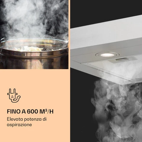 Klarstein Zarah 90 - Cappa Aspirante, 90 Cm, Capacità Aspirante: 600 M³/h, LED, Acciaio Inox - immagine 4