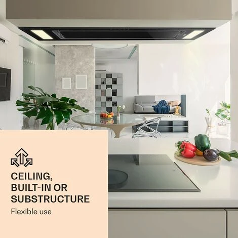 Klarstein Remy - Cappa A Soffitto, 90 Cm, 619 M³/h, 230 W, 3 Livelli, Telecomando - immagine 2