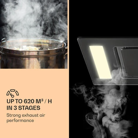 Klarstein Remy - Cappa A Soffitto, 90 Cm, 619 M³/h, 230 W, 3 Livelli, Telecomando - immagine 4