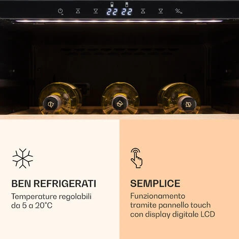 Klarstein Reserva 166 Duo - Frigorifero Per Vini, 166 Bottiglie, 379 Litri, 2 Zone, Touch - immagine 4