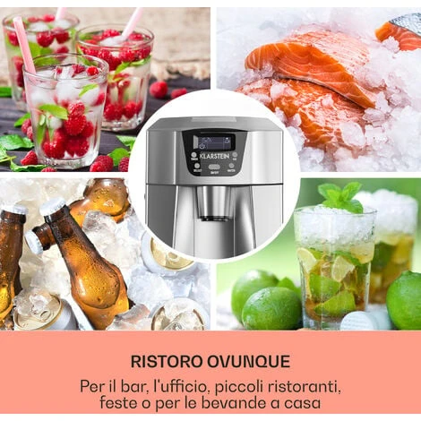 Klarstein Ice Volcano 2GS Macchina Per Ghiaccio LED 12kg/24h Argento - immagine 3