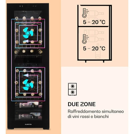 Klarstein Shiraz 39 Duo Cantinetta Vino 2 Zone 105l 39 Bottiglie - immagine 4