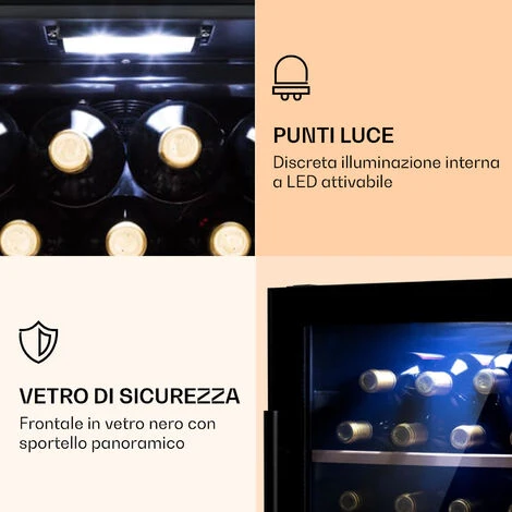 Klarstein Barossa 34 Duo - Frigorifero Per Vini, 34 Bottiglie, 80 Litri, 2 Zone, Controllo Touch - immagine 3