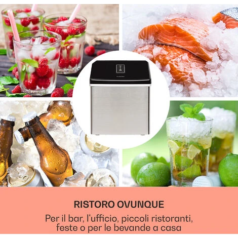 Klarstein Clearcube Macchina Per Cubetti Di Ghiaccio - Ghiaccio Trasparente 13kg/24h Acciaio Inox Nero - immagine 3