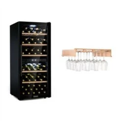 Klarstein Barossa 102 Duo Set Frigo Per Vini 2 Zone 102 Bottiglie Ripiano Per Calici