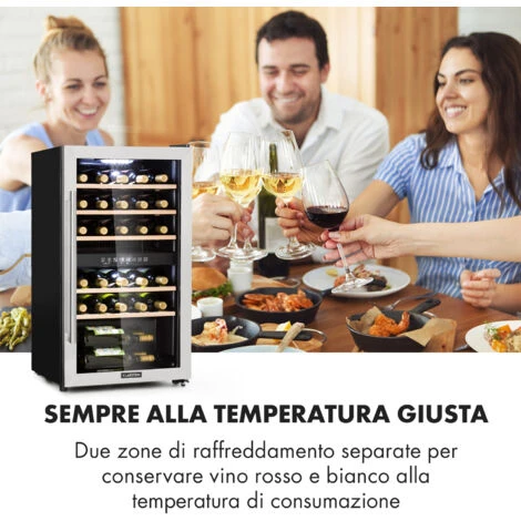 Klarstein Vinamour 29 Duo - Frigorifero Per Vini, 2 Zone, 80 L/29 Bottiglie, 5-22°C, Touch - immagine 4