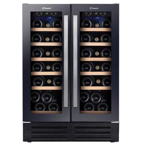 Candy CCVB 60D Vino Cantina Da Incasso 38 Bottiglie Ripiani In Legno 81,3 Cm Nero - immagine 2