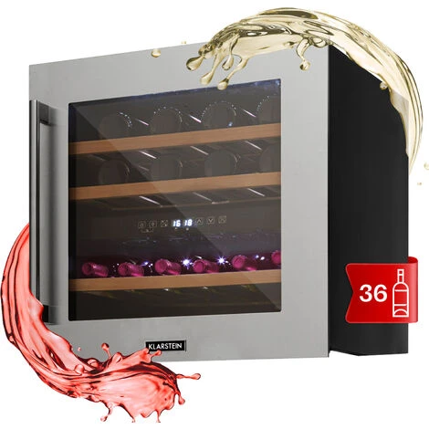 Klarstein Vinsider 36 Frigorifero Per Vini, 2 Zone Di Raffreddamento, 5-22°C, 85l, Acciaio Inossidabile