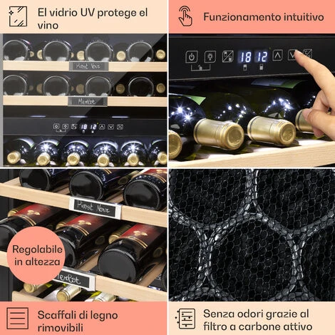 Klarstein Vinsider 36 Frigorifero Per Vini, 2 Zone Di Raffreddamento, 5-22°C, 85l, Acciaio Inossidabile - immagine 5