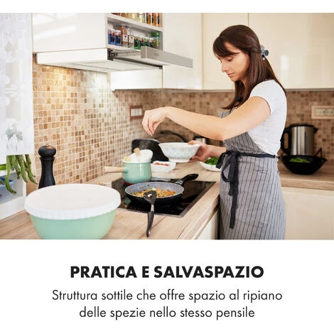 Klarstein Mariana 60 Cappa A Schermo Piatto 500 M³/h Di Scarico LED Bianco - immagine 2