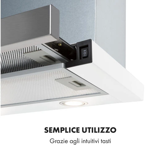 Klarstein Mariana 60 Cappa A Schermo Piatto 500 M³/h Di Scarico LED Bianco - immagine 4