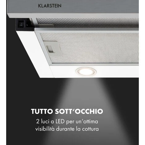 Klarstein Mariana 60 Cappa A Schermo Piatto 500 M³/h Di Scarico LED Bianco - immagine 5