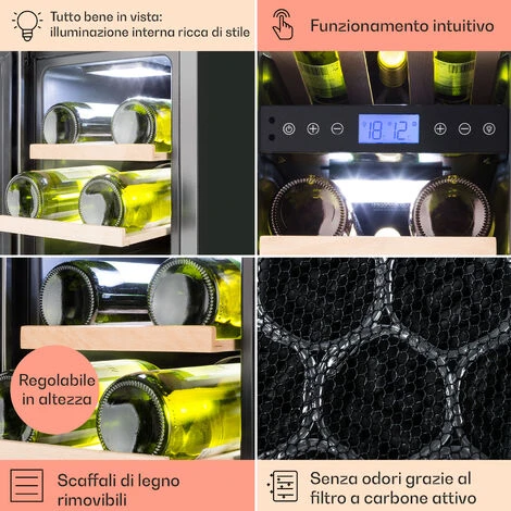 Klarstein Cantinetta-frigo Per Vini Vinovilla 17 Built-In Duo A Due Zone 53l 17 Bott. 3 Colori Anta In Vetro - immagine 5