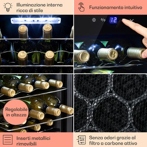 Klarstein Klarstein Shiraz 20 Uno - Frigorifero Per Vini, 53 L, 20 Bottiglie, Pannello Di Controllo Touch, 5-18°C - immagine 5