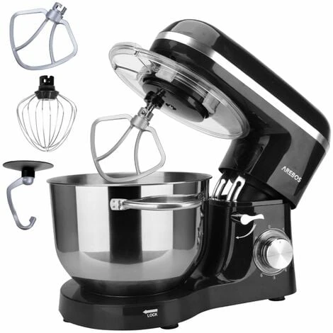 AREBOS Robot Da Cucina 1500W 6L In Acciaio Inox 6 Gradini Silenzioso Nero
