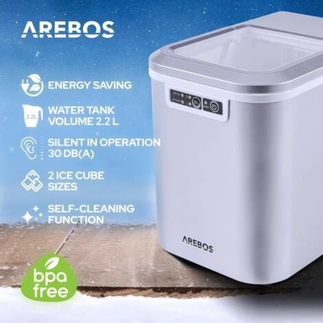 AREBOS Macchina Per Cubetti Di Ghiaccio 2,2L Macchina Del Ghiaccio 12 Kg In 24h - immagine 3