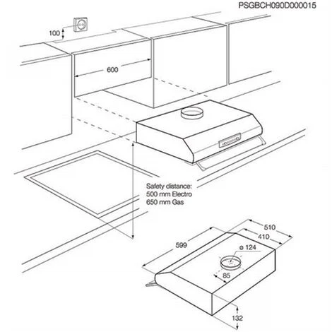 Cappuccio Visiera 60cm 368m3/h Nero - Fht6137b - Faure - immagine 3