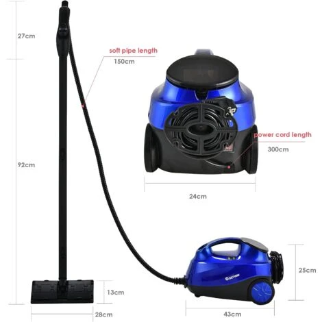 COSTWAY 2000W Pulitore A Vapore Con 19 Accessori E Serbatoio Da 1,5L, Vaporetto Per Tappeti, Per Pulizie Profonde Pavimenti Finestre E Macchine (Blu) - immagine 5