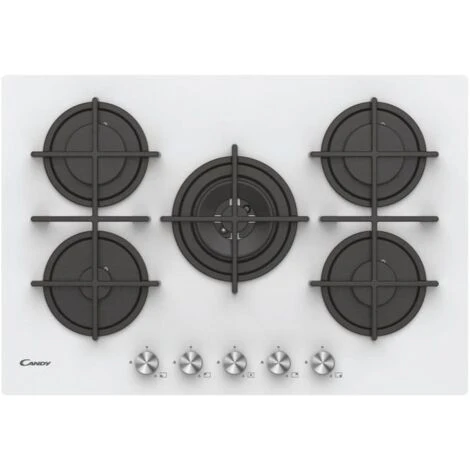 Candy CVG6BR4WPW Piano Cottura A Gas 4 Zone Griglie In Ghisa 60 Cm Vetro Temperato Bianco - immagine 5