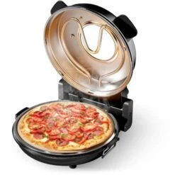 Cuoci Pizza Con Pietra In Ceramica Ø32cm Finestra Trasparente 2 Elementi Riscaldanti Max 400° Timer