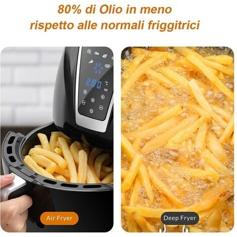 Friggitrice Aria Calda Digitale Senza Olio Airfryer 3,2 Lt Frigge Cuoce 1300W - immagine 2