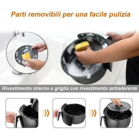 Friggitrice Aria Calda Digitale Senza Olio Airfryer 3,2 Lt Frigge Cuoce 1300W - immagine 5