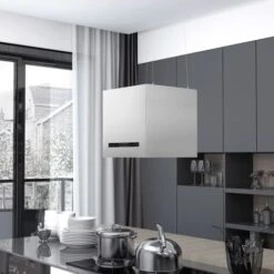 Nova Cappa Da Cucina Ad Isola Sospesa LCD Con Sensore Acciaio Cappa Elegante Vari Dimensioni Dimensioni : 37 Cm