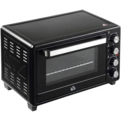 HOMCOM Fornetto Elettrico 32L Regolazione Temperatura E Timer, 3 Modalità Di Cottura E Accessori, 52.2x38.1x33.5cm - Nero