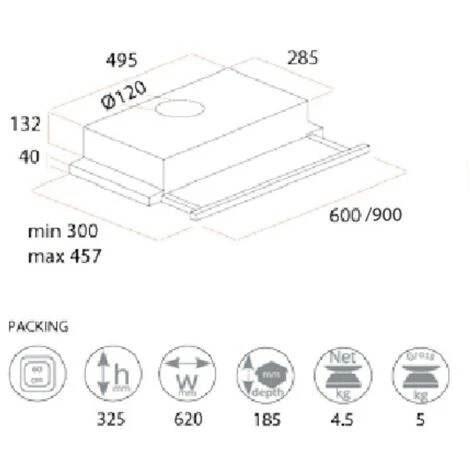 GRUPPO CAPPA 90 CENTIMETRI F3 INOX – EFFEZETA - immagine 2