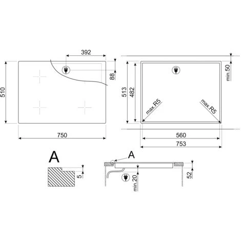 Smeg SI2741D Piano Cottura A Induzione In Vetroceramica Semifilo 4 Zone 75 Cm Touch Control 9 Livelli Di Potenza Nero - immagine 3