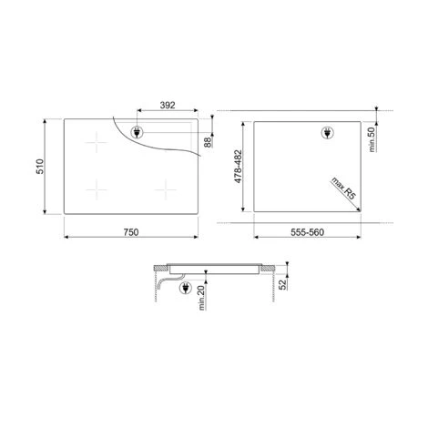 Smeg SI2741D Piano Cottura A Induzione In Vetroceramica Semifilo 4 Zone 75 Cm Touch Control 9 Livelli Di Potenza Nero - immagine 4