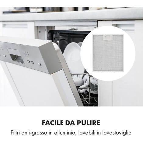 Klarstein Contempo 90, Cappa Aspirante, 175m³/h, LED, Acciaio Inox, Acrilico, Nero - immagine 5