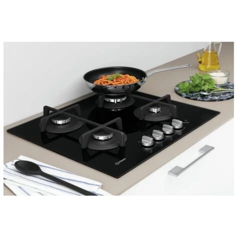 Indesit ING 61T/BK Piano Cottura A Gas 4 Zone Griglietin Ghisa 59 Cm Nero - immagine 3