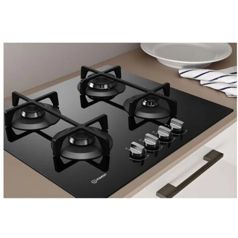 Indesit ING 61T/BK Piano Cottura A Gas 4 Zone Griglietin Ghisa 59 Cm Nero - immagine 4