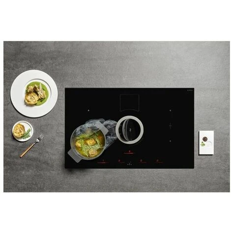 Elica NIKOLATESLA SWITCH BL/F/80 Piano Cottura Aspirante A Induzione Con Cappa Filtrante Integrata 4 Zone 83 Cm Comandi Touch Control 550 M3/h Vetro Nero PRF0146210A - immagine 4