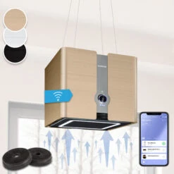 Klarstein Futurelight Smart - Cappa Aspirante A Isola, Ricircolo, 420 M³/h, LED, Acciaio Inox