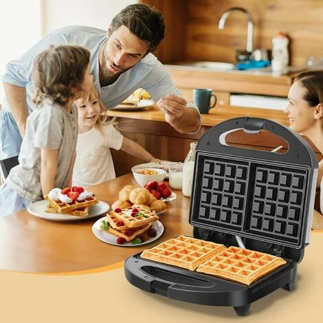 PIASTRA ELETTRICA PER WAFFLE ANTIADERENTE 800WATT WAFFEL CIALDE CREPES AIGOSTAR - immagine 2