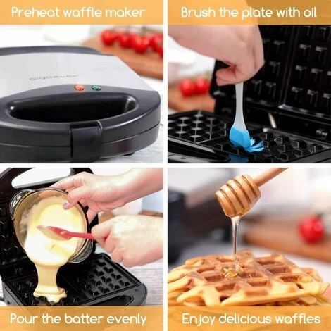 PIASTRA ELETTRICA PER WAFFLE ANTIADERENTE 800WATT WAFFEL CIALDE CREPES AIGOSTAR - immagine 3