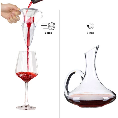 Todeco Decanter Per Vino, Aeratore Vino Rosso - Scatola: Pacco Regalo - Materiale: Acrilico - Con Anse - immagine 4