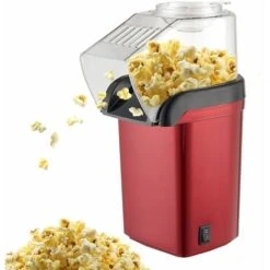 HIASDFLS Macchina Per Popcorn Macchina Per Popcorn 1200 W, Macchina Per Popcorn, Macchina Per Popcorn Ad Aria Calda Sana Senza Olio E Grassi (Rosso)