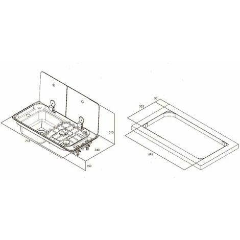 Piano Cottura Fl1401 2F Dx 716X340X150 - immagine 2