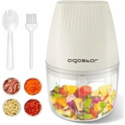 TRITATUTTO DA CUCINA ELETTRICO MINI RICARICABILE USB CON 3 LAME ACCIAIO INOSSIDABILE 250ML SICUREZZA PER BAMBINI