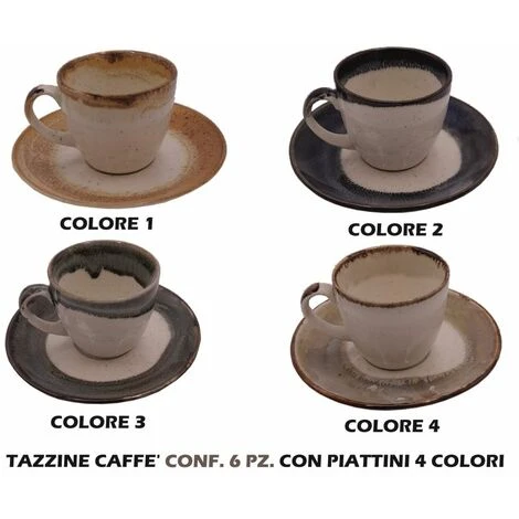TAZZINE CAFFE' CONF. 6 PZ. C/PIATT. DEC.