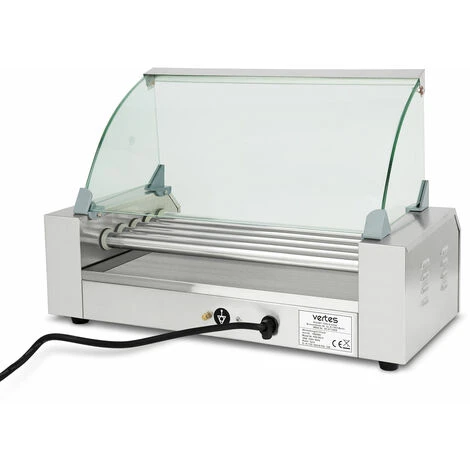 Vertes Macchina Cuoci Hot Dog Maker Salsiccia (5 Rulli, 1000 Watt, Temperatura 50-250°C, 2 Zone Di Riscaldamento, Copertura In Vetro Temprato, Acciaio Inox) - immagine 2