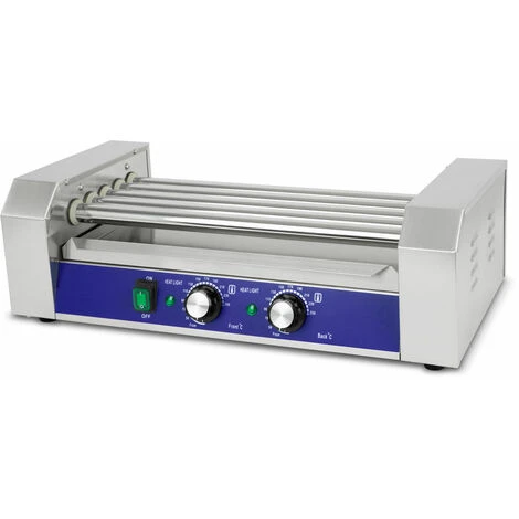 Vertes Macchina Cuoci Hot Dog Maker Salsiccia (5 Rulli, 1000 Watt, Temperatura 50-250°C, 2 Zone Di Riscaldamento, Copertura In Vetro Temprato, Acciaio Inox) - immagine 3