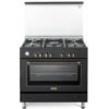 DeLonghi De Longhi PEMA 965 C ED Linea Country Cucina A Gas Libera Installazione Forno Elettrico 5 Fuochi Griglie In Ghisa Classe Energetica A Bruciatore Tripla Corona Coperchio In Cristallo 6 Funzioni 90 Cm A