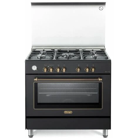 DeLonghi De Longhi PEMA 965 C ED Linea Country Cucina A Gas Libera Installazione Forno Elettrico 5 Fuochi Griglie In Ghisa Classe Energetica A Bruciatore Tripla Corona Coperchio In Cristallo 6 Funzioni 90 Cm A