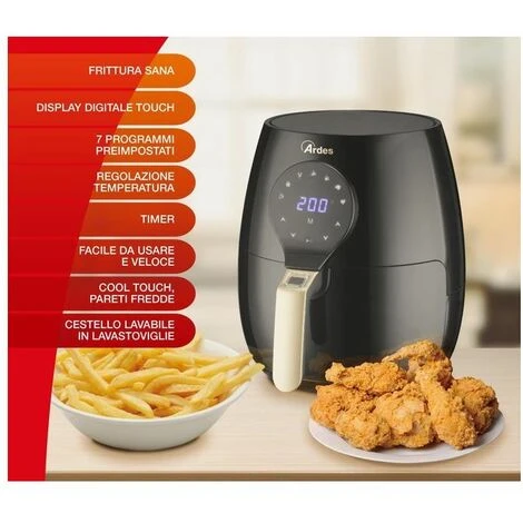 Ardes 1K33 Friggitrice Ad Aria Senza Olio Capacita' 5 Litri 1000W Nero - immagine 5
