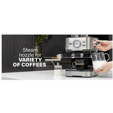 Princess 249412 Macchina Caffe' Compatibile Con Caffe' Macinato E Capsule Nespresso Capacita' 1,5 Litri Pompa Da 20 Bar Acciaio Inox - immagine 3