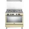 DeLonghi De Longhi PEMC 96 ED Linea Premium Cucina A Gas Libera Installazione Forno Elettrico 5 Fuochi Classe Energetica A Bruciatore Tripla Corona Vano Scaldavivande 9 Funzioni 90 Cm Crema